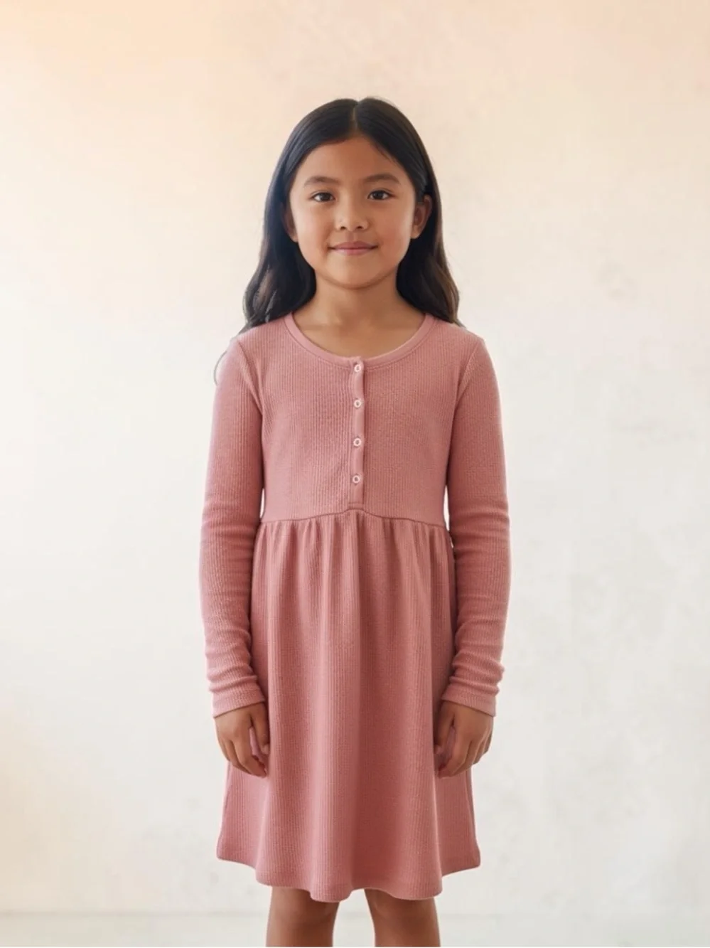 GAP Girls Waffle Knit Long Sleeve Dress Pink Size 8 (Medium) EUC